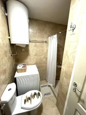 a bathroom with a toilet and a sink and a shower at A&D apartment in Belgrade
