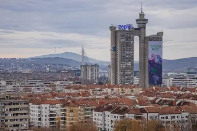 a view of a city with tall buildings at Panorama Novi Beograd in Belgrade
