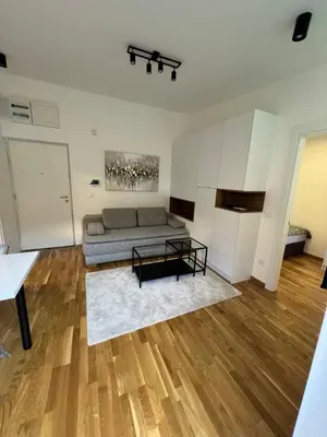 a living room with a couch and a table at Belgrade Lounge in Belgrade