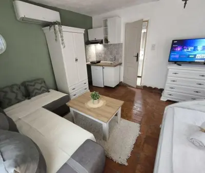a living room with a couch and a table at Apartmani Etno Selo Americ