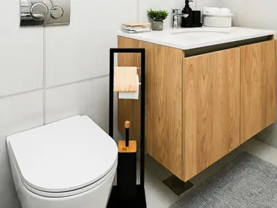 a bathroom with a white toilet and a sink at Belgrade Waterfront LINA Apartments in Belgrade
