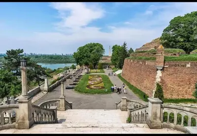 a view from the top of the wall of a castle at Studio Kalemegdan in Belgrade