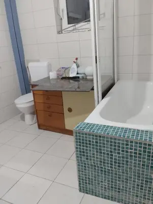 a bathroom with a sink and a toilet at Summer house in Belgrade in Slanci