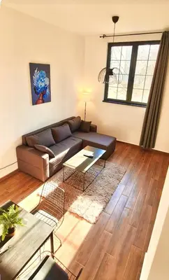 a living room with a couch and a table at Amar 1 in Belgrade