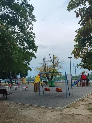 a park with a playground with a monkey at Apartman KEJ Smederevo in Smederevo