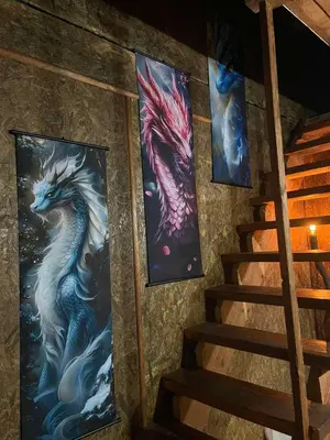 a painting of a dragon on a wall at Zmajevo Gnezdo II Water House in Beograd