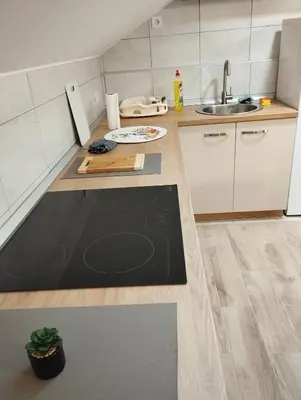 a kitchen with a sink and a counter top at Belgrade City Home in Belgrade