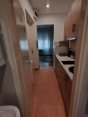 a small kitchen with a sink and a stove at Apartment 20 in Belgrade