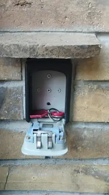 a electronic device embedded in a brick wall at DEP House in Beograd