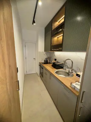 a kitchen with a sink and a counter top at Fairy tale apartment 9 in Voždovac