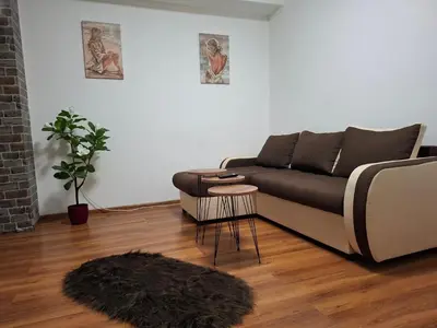 a living room with a couch and a rug at NeNa Apartmani - Ruma in Ruma
