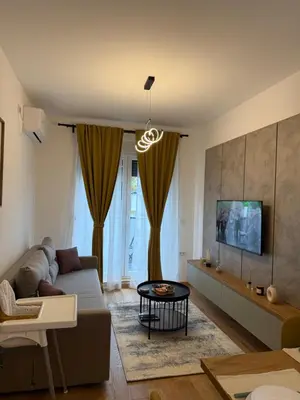 a living room with a couch and a table at Fagus apartments in Arandjelovac
