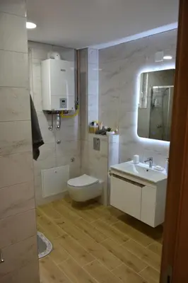 a bathroom with a toilet and a sink at Countryside rest house in Novi Banovci
