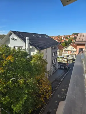 a view from the balcony of a building at Apartman Laki 56 in Kalugjerica