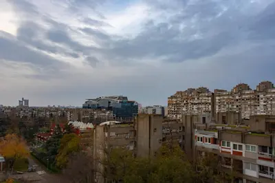 a view of a city with tall buildings at Echo Arena in Belgrade