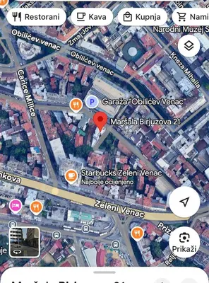 a map of a city with buildings and roads at Central Harmony Apartments in Belgrade