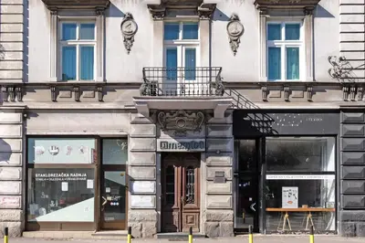 a store front of a building with windows at Ambasador&Luxury Downtown apartment in Belgrade