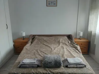 a bed with two pillows on it in a room at Aleksej in Irig