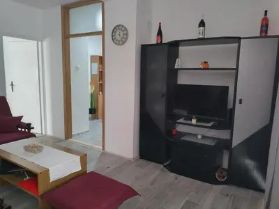 a living room with a tv and a table at Aleksej in Irig