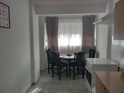 a kitchen with a table and chairs in a kitchen at Aleksej in Irig