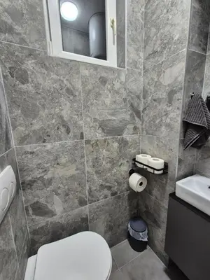 a bathroom with a toilet and a sink at Lukerly 2 in Belgrade