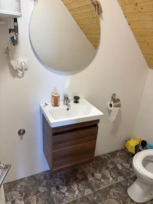 a bathroom with a sink and a mirror at Vila Dinara in Krčedin