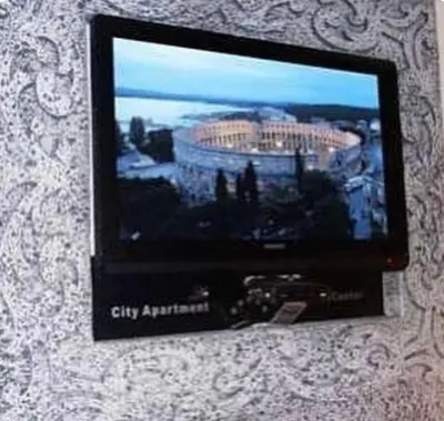 a flat screen tv hanging on a wall at Guesthouse Vladimir & Ana in Pančevo