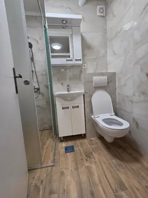 a bathroom with a toilet and a sink and a shower at Viktor in Belgrade
