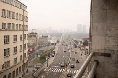 a view of a city street with cars on the road at Old Town Lounge Belgrade in Belgrade