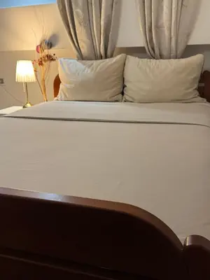 a bed with white sheets and pillows in a room at Panajota Apartment in city centre in Belgrade