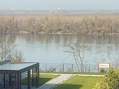 a view of a lake from a house at Danube View 11 in Zemun