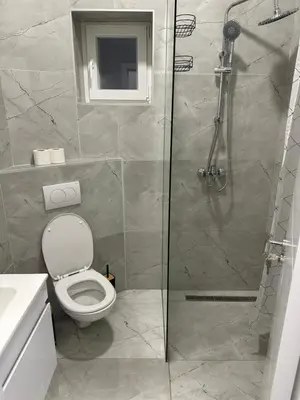 a bathroom with a shower and a toilet at Sofija in Belgrade