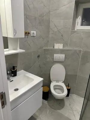 a bathroom with a white toilet and a sink at Sofija in Belgrade