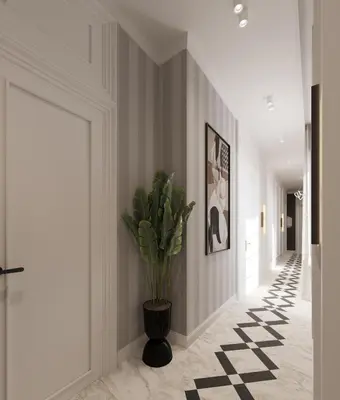 a hallway with a vase with a plant in it at White Gallo Residences in Belgrade