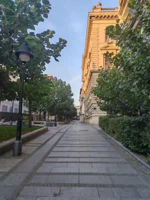 a city street with a street light and a building at Kalemegdan 2 in Belgrade