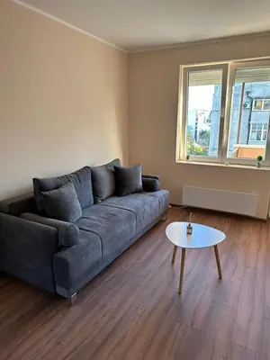 a living room with a couch and a table at Vojvoda Apartment in Belgrade