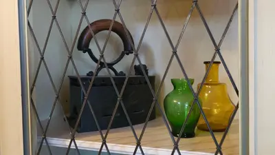 a shelf with two vases sitting on it at Morning Star River Retreat - A Boathouse in Belgrade in Belgrade