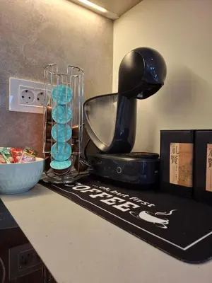 a coffee maker on a counter in a room at Belgrade Waterfront-BW Hena in Belgrade