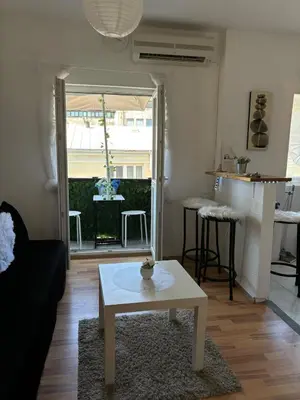 a living room with a couch and a coffee table at Kneginje Ljubice apartment in Belgrade
