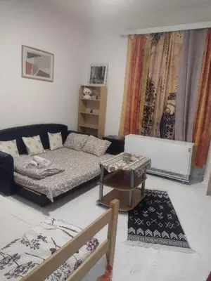 a living room with a couch and a table at Ena's apartman in Belgrade