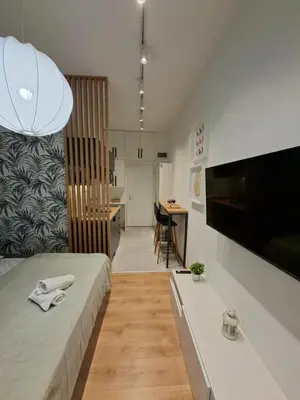 a small apartment with a bed and a kitchen at Premium City Center TOP LOCATION apartments in Belgrade