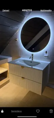 a bathroom with a sink and a mirror at vila filip in Belgrade