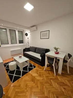 a living room with a couch and a table at Aker in Belgrade