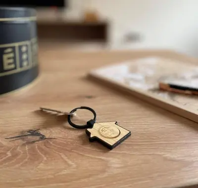 a key on a table next to a tray at Dolce Vita in Belgrade