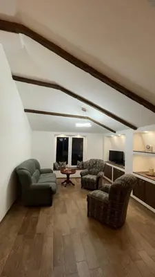 a living room with couches chairs and a table at Vranjes apartman in Beograd
