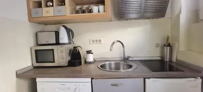 a small kitchen with a sink and a microwave at Two Bedroom Apartment Obilicev Venac in Belgrade