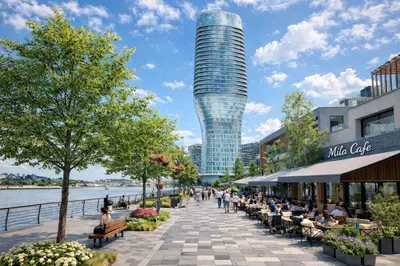 a rendering of a building with a tall tower at Modern Premium Studio - Belgrade Waterfront - Verde in Belgrade