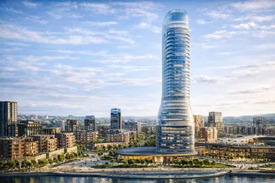 a rendering of a tall skyscraper at Modern Premium Studio - Belgrade Waterfront - Verde in Belgrade