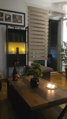 a living room with a table with a plant on it at City Stay Apartments in Belgrade