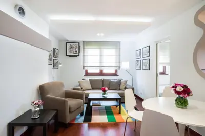 a living room with a couch and a table at Apartment 18 in Belgrade